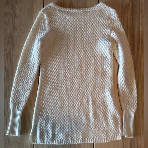 Athleta Honeycomb Texture Merino Blend Tunic Sweater in Ivory - Size S - Picture 5 of 8